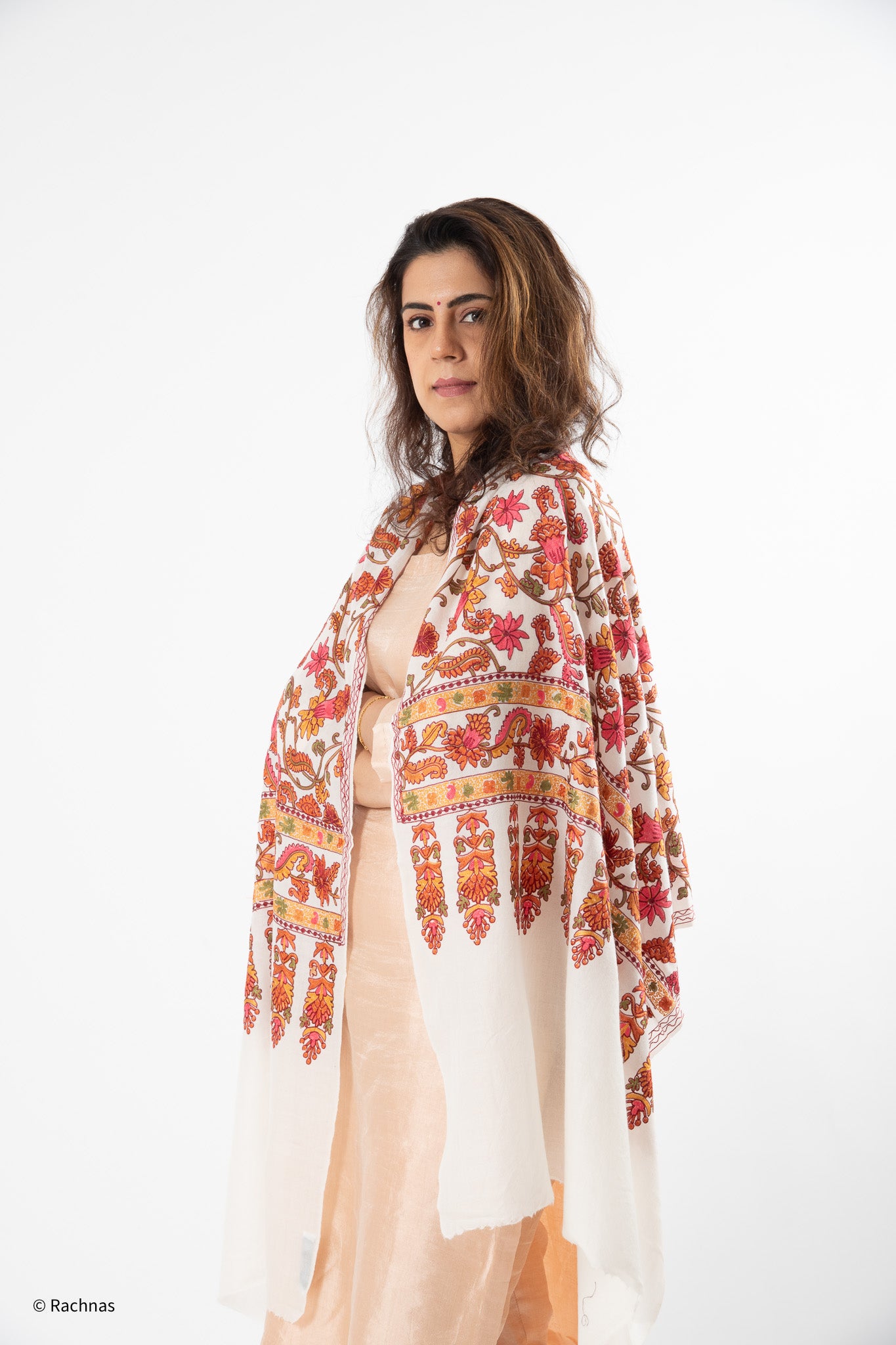 Stole - all over cashmere embroidery