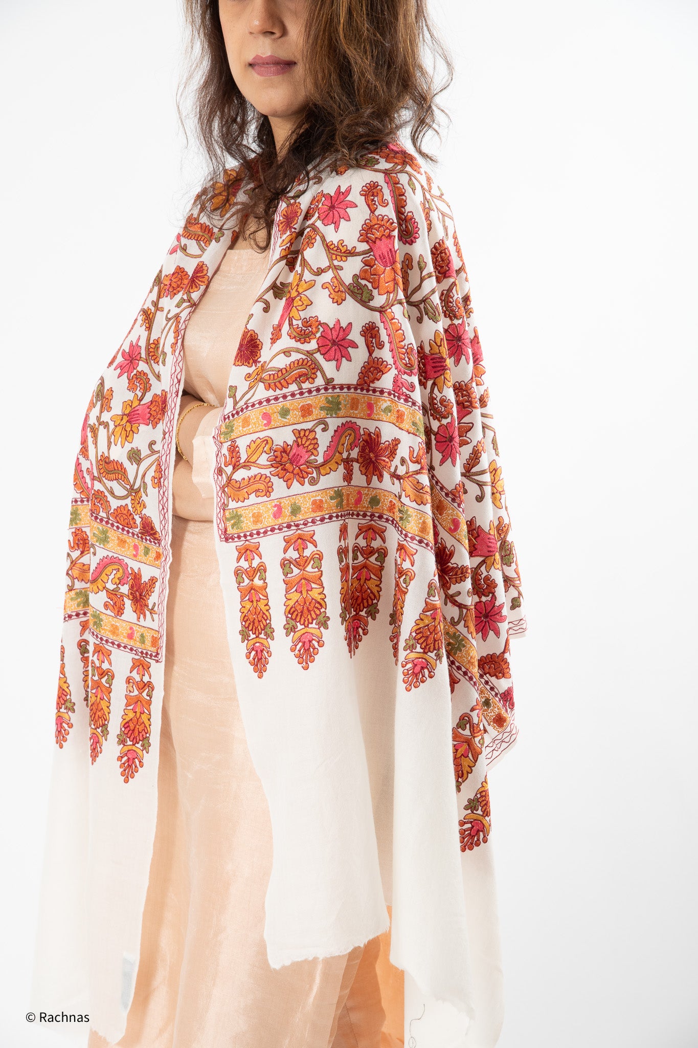 Stole - all over cashmere embroidery