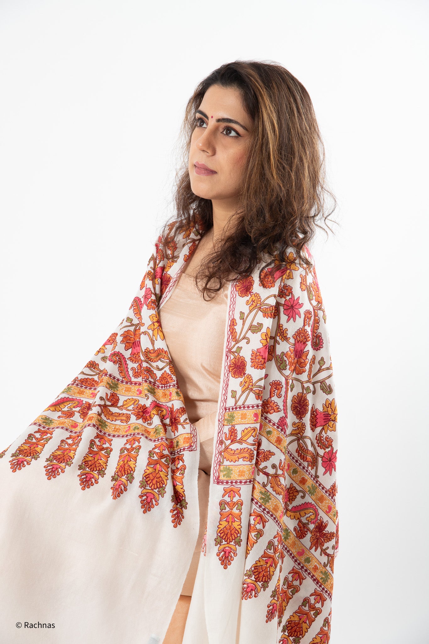 Stole - all over cashmere embroidery