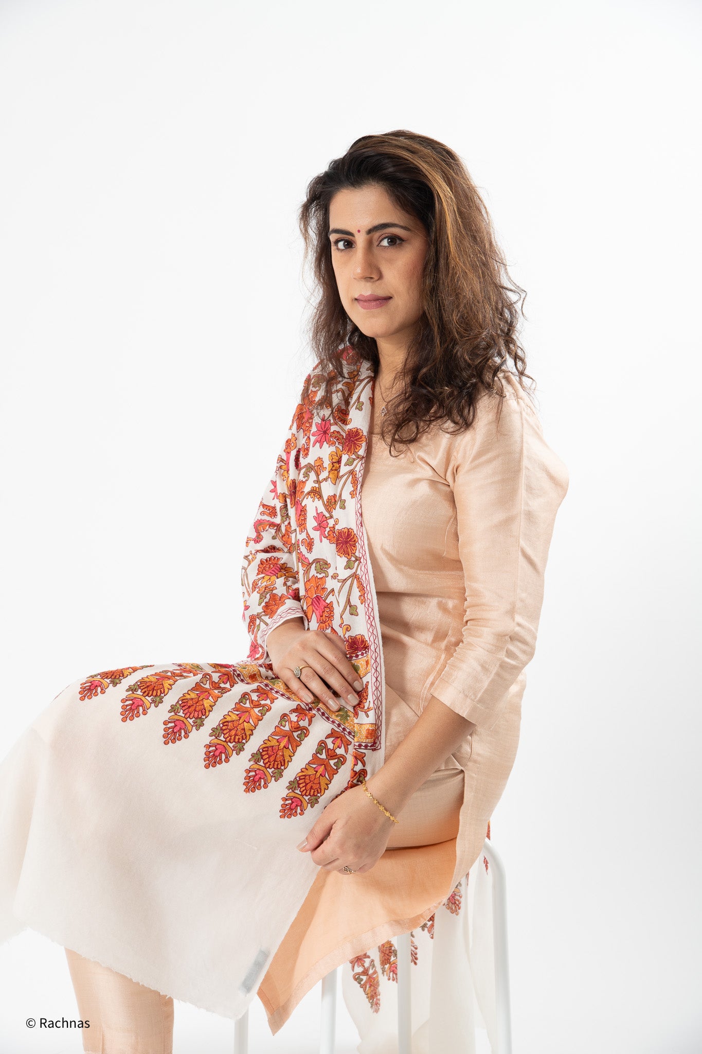 Stole - all over cashmere embroidery