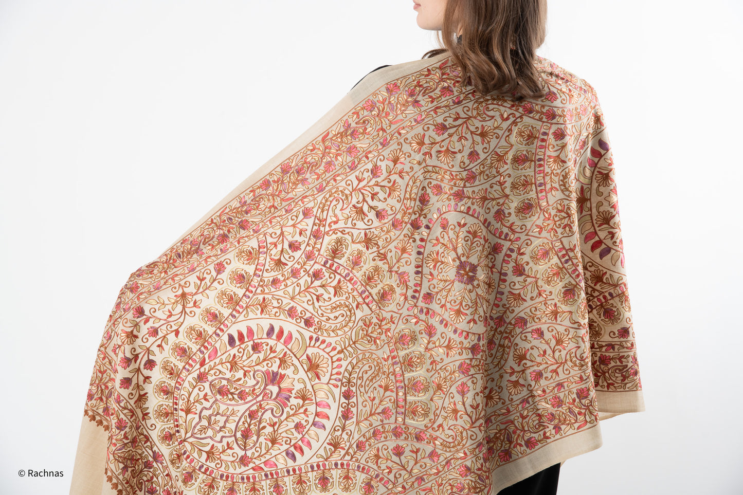 Stole - all over cashmere embroidery