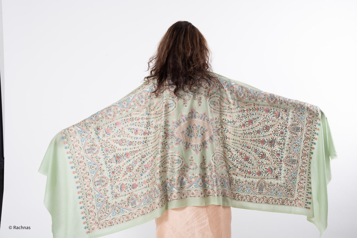 Stole - all over cashmere embroidery