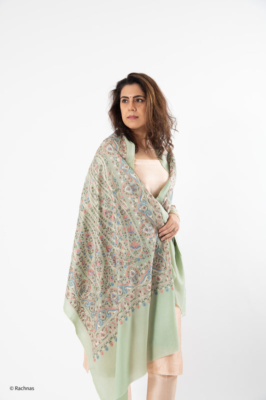 Stole - all over cashmere embroidery