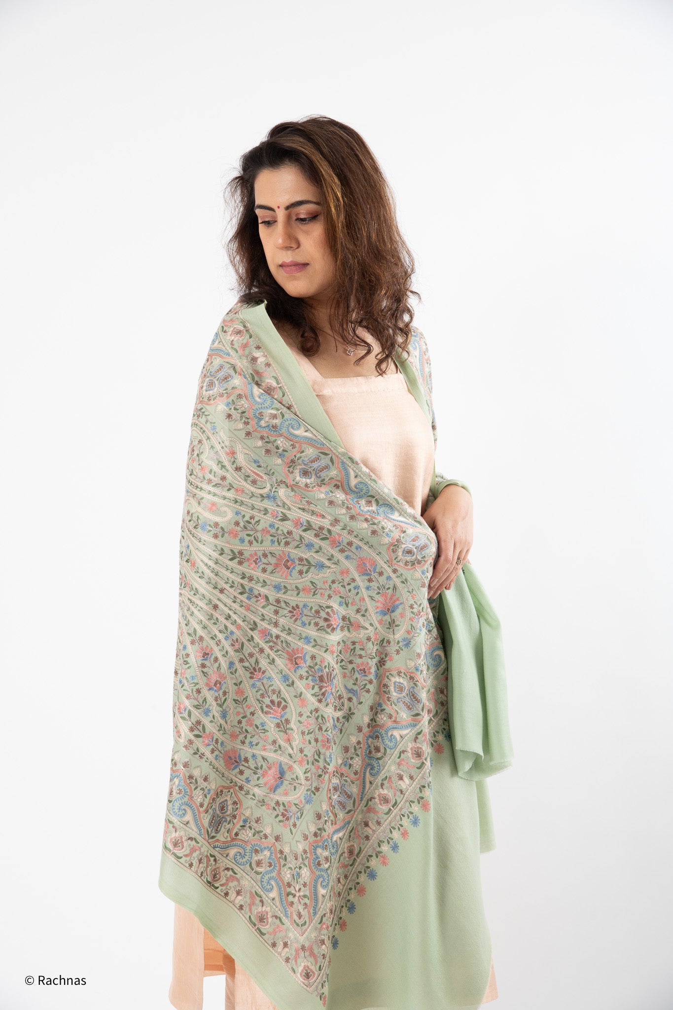 Stole - all over cashmere embroidery