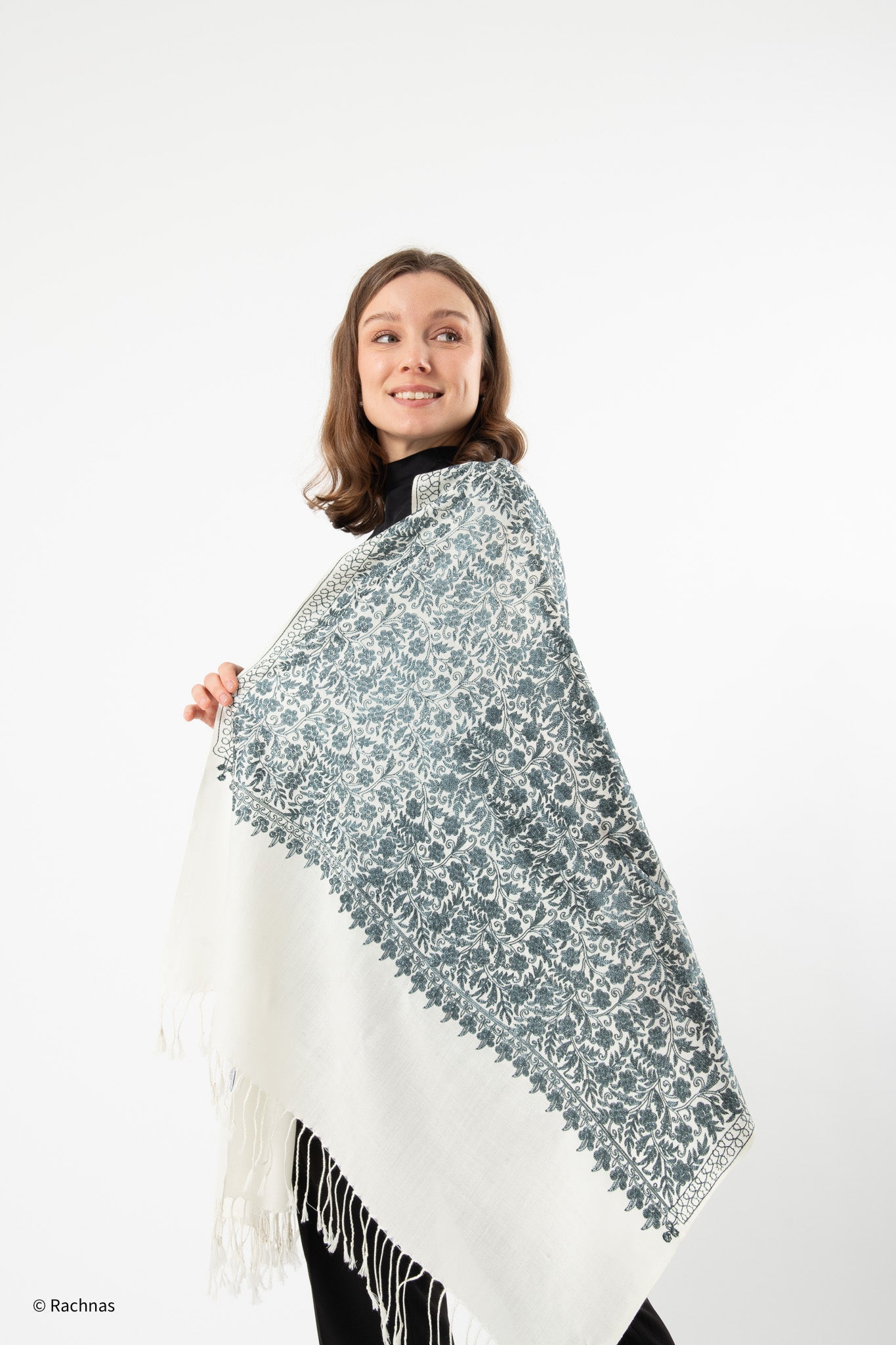 Stole - all over cashmere embroidery