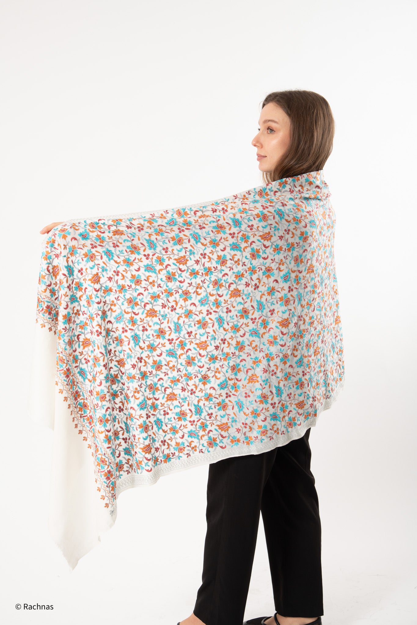 Stole - all over cashmere embroidery