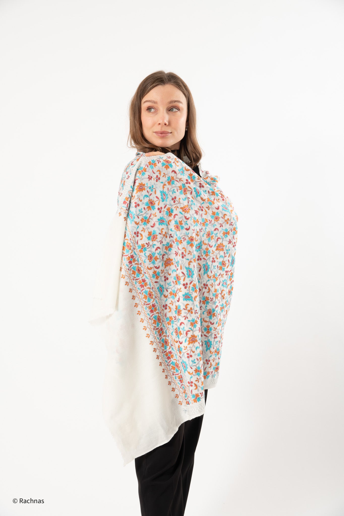 Stole - all over cashmere embroidery