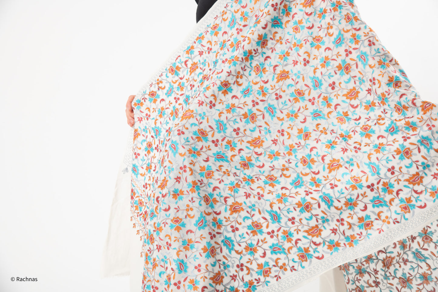 Stole - all over cashmere embroidery