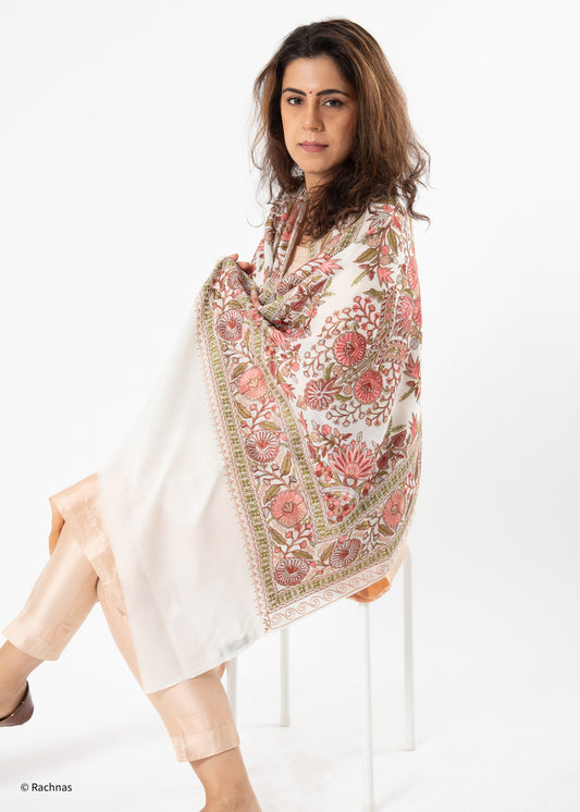 Stole - all over cashmere embroidery