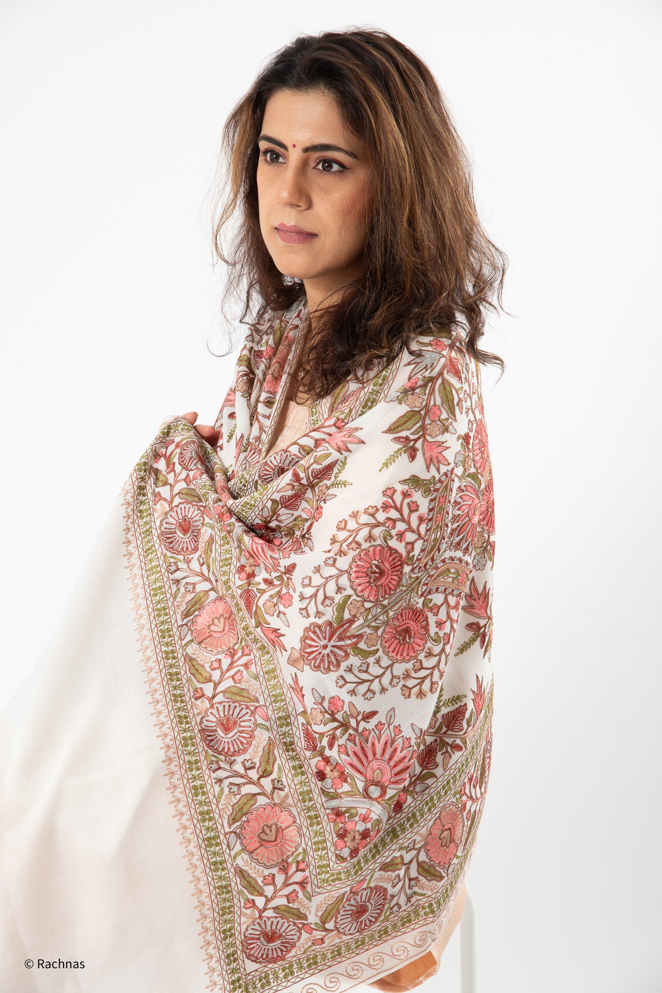 Stole - all over cashmere embroidery