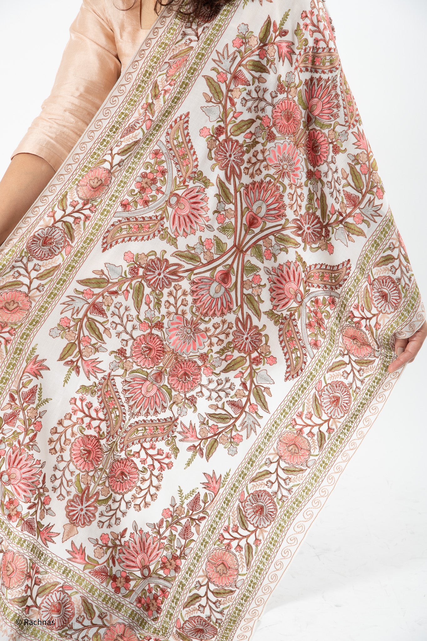 Stole - all over cashmere embroidery