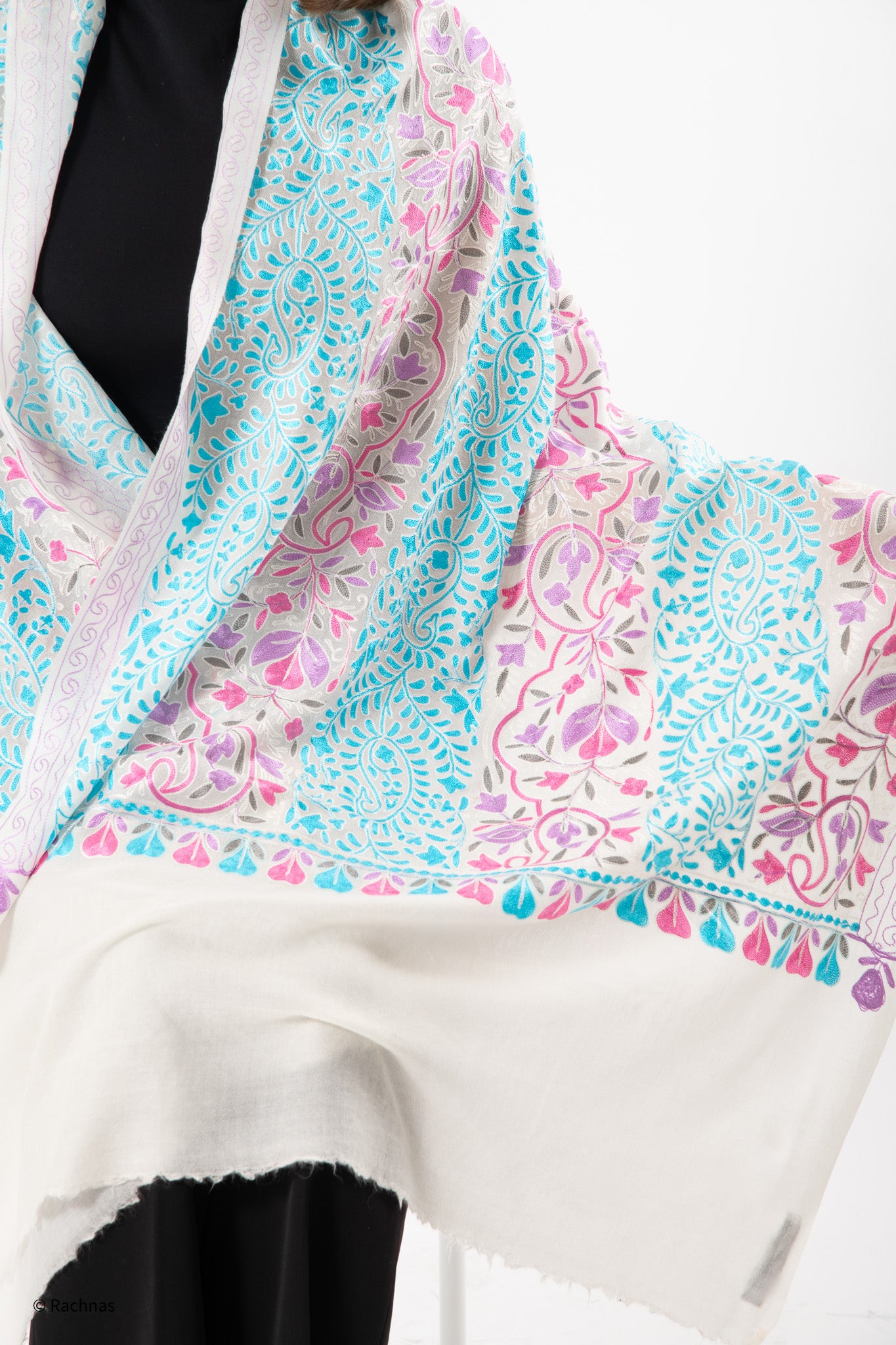 Stole - all over cashmere embroidery