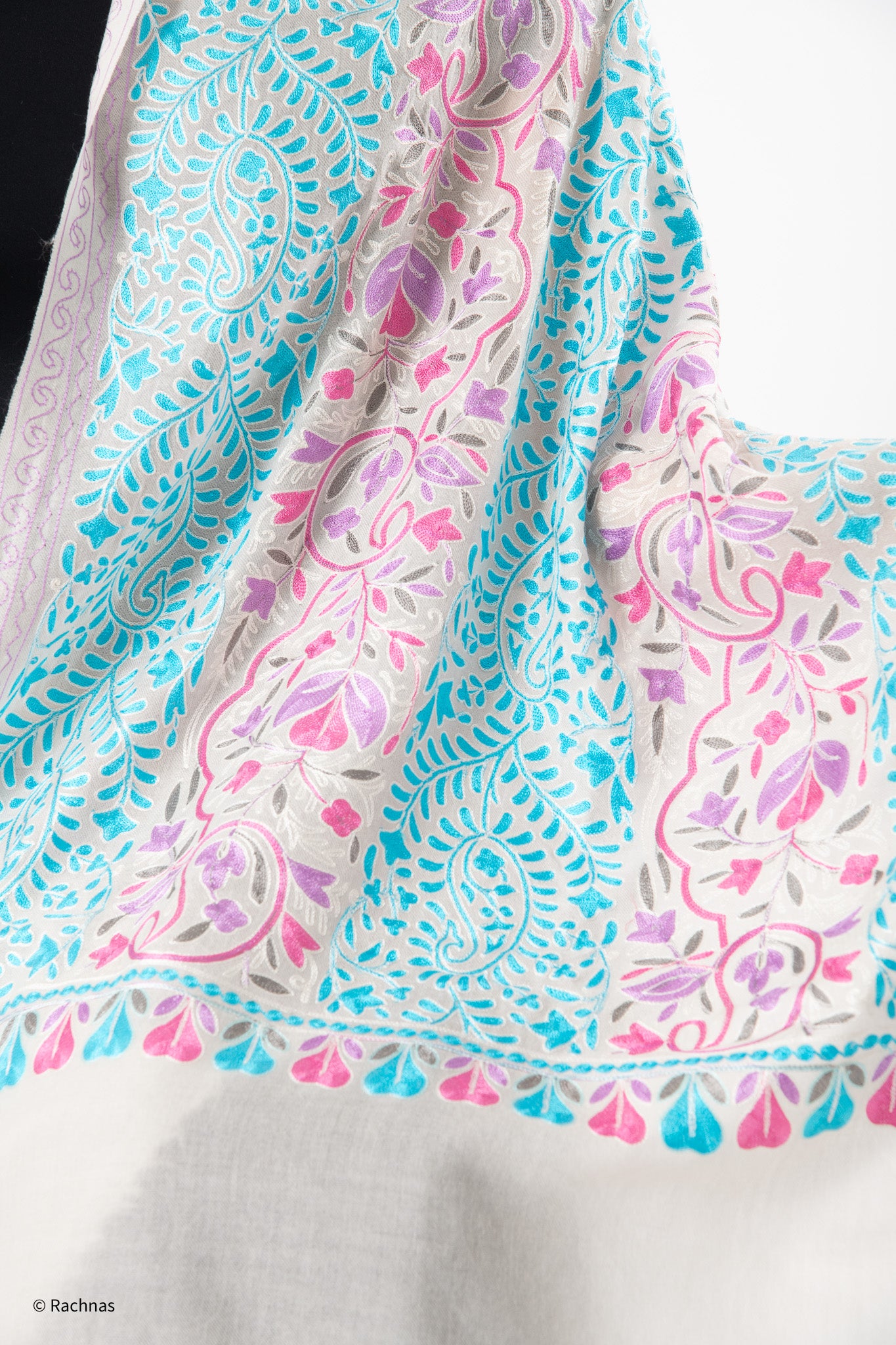 Stole - all over cashmere embroidery