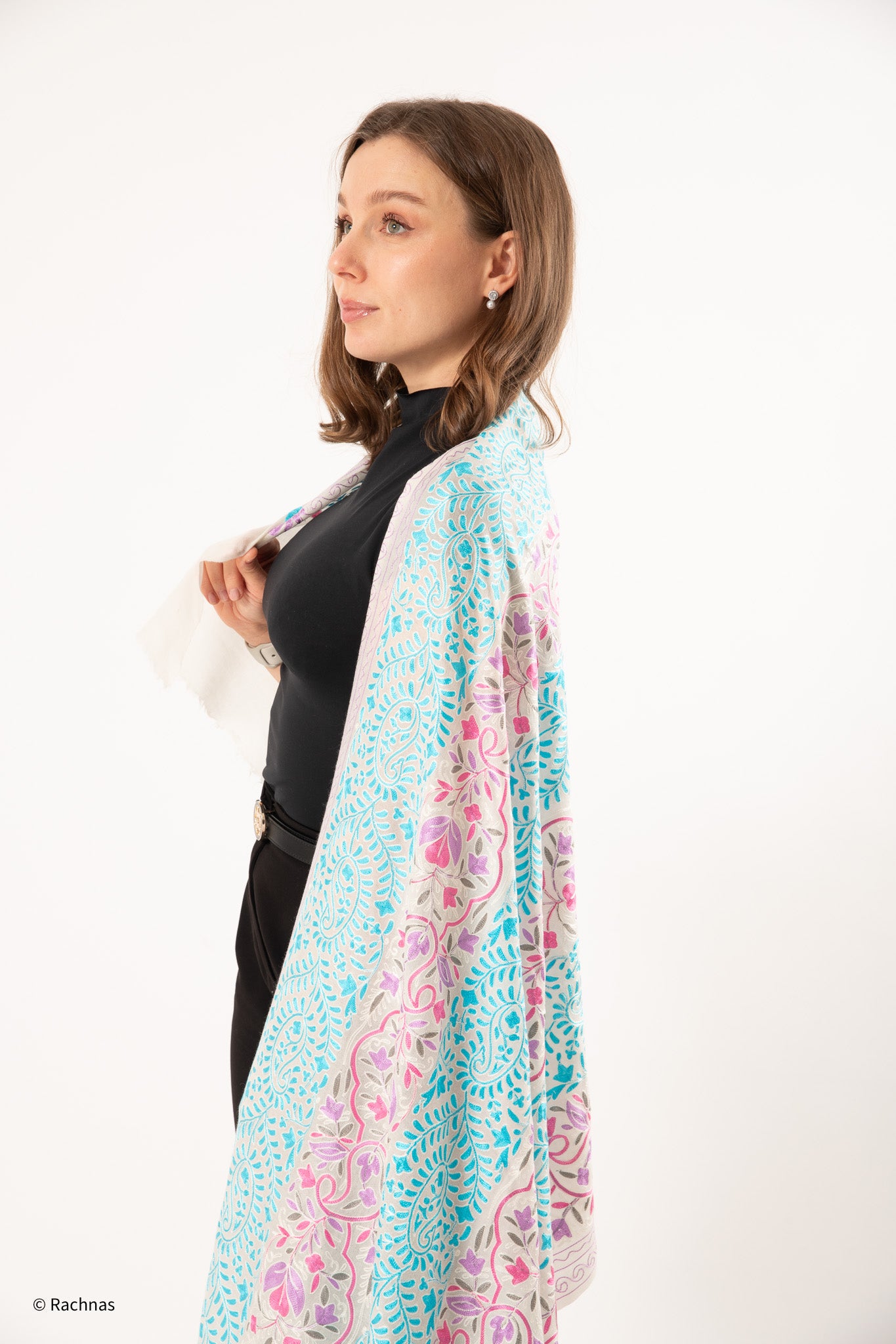 Stole - all over cashmere embroidery