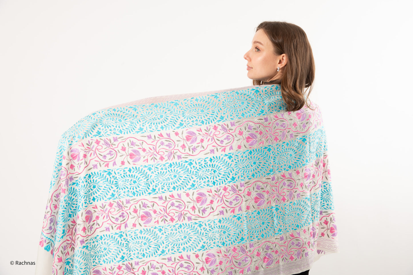 Stole - all over cashmere embroidery