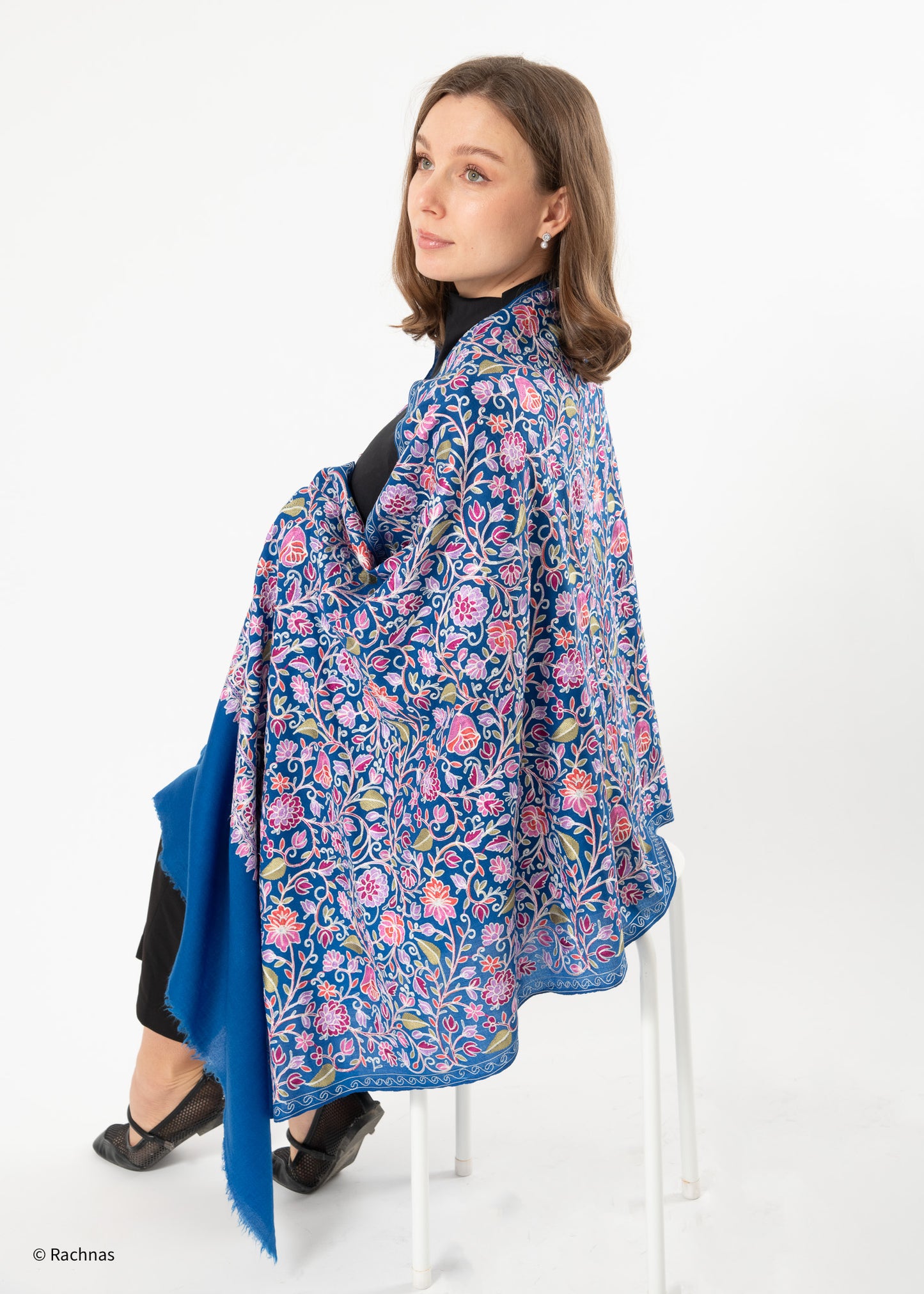 Stole - all over cashmere embroidery