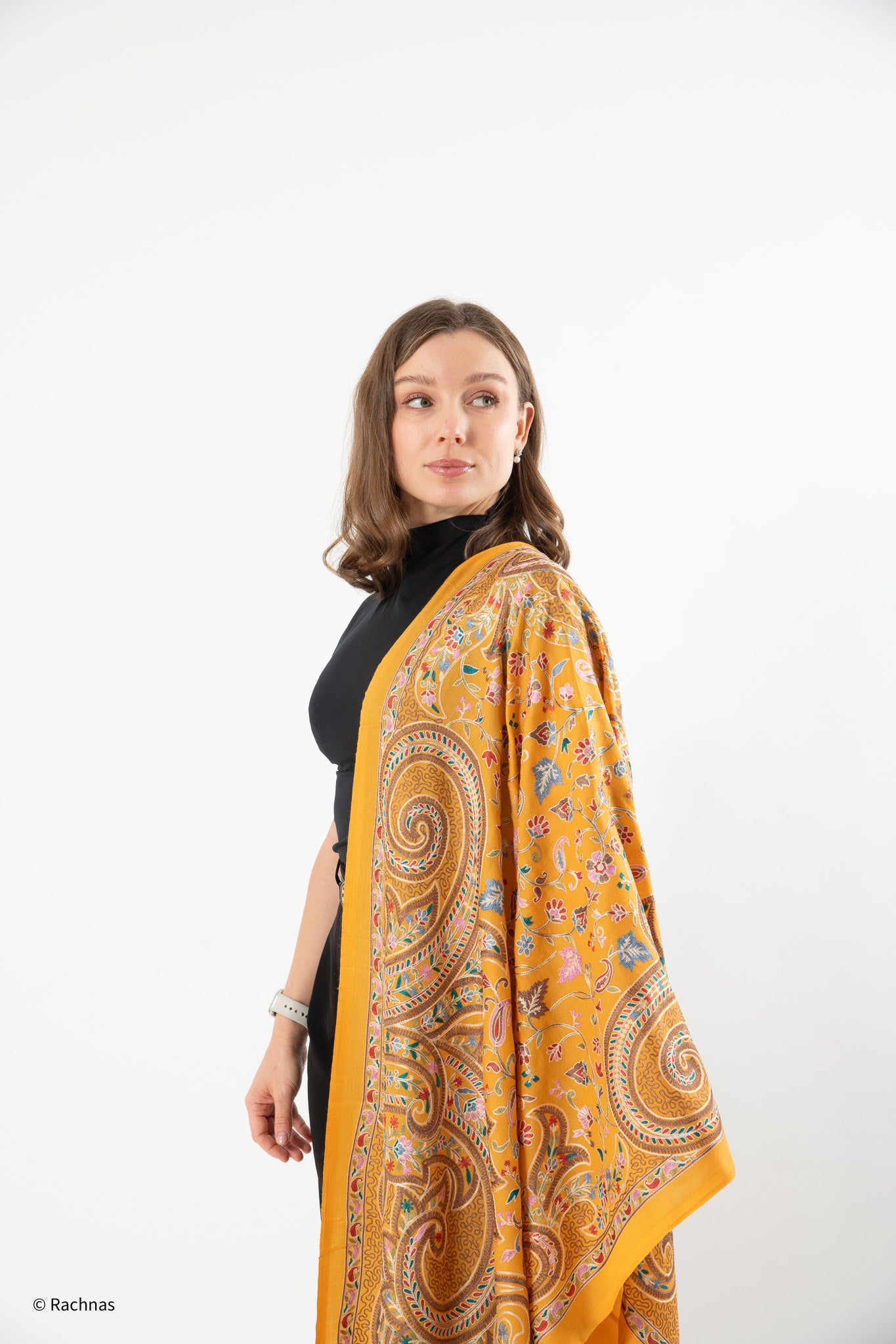 Stole - all over cashmere embroidery