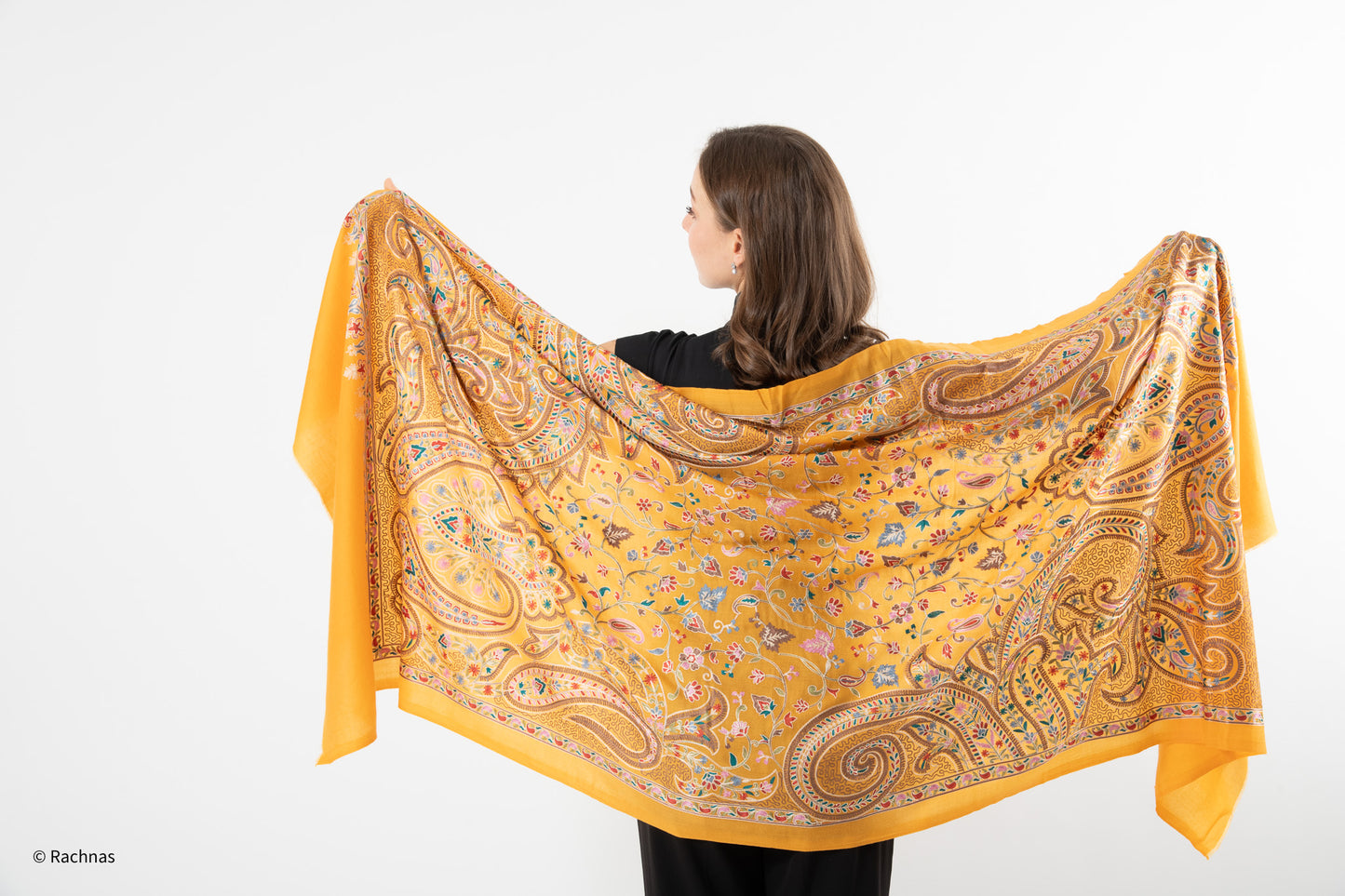 Stole - all over cashmere embroidery