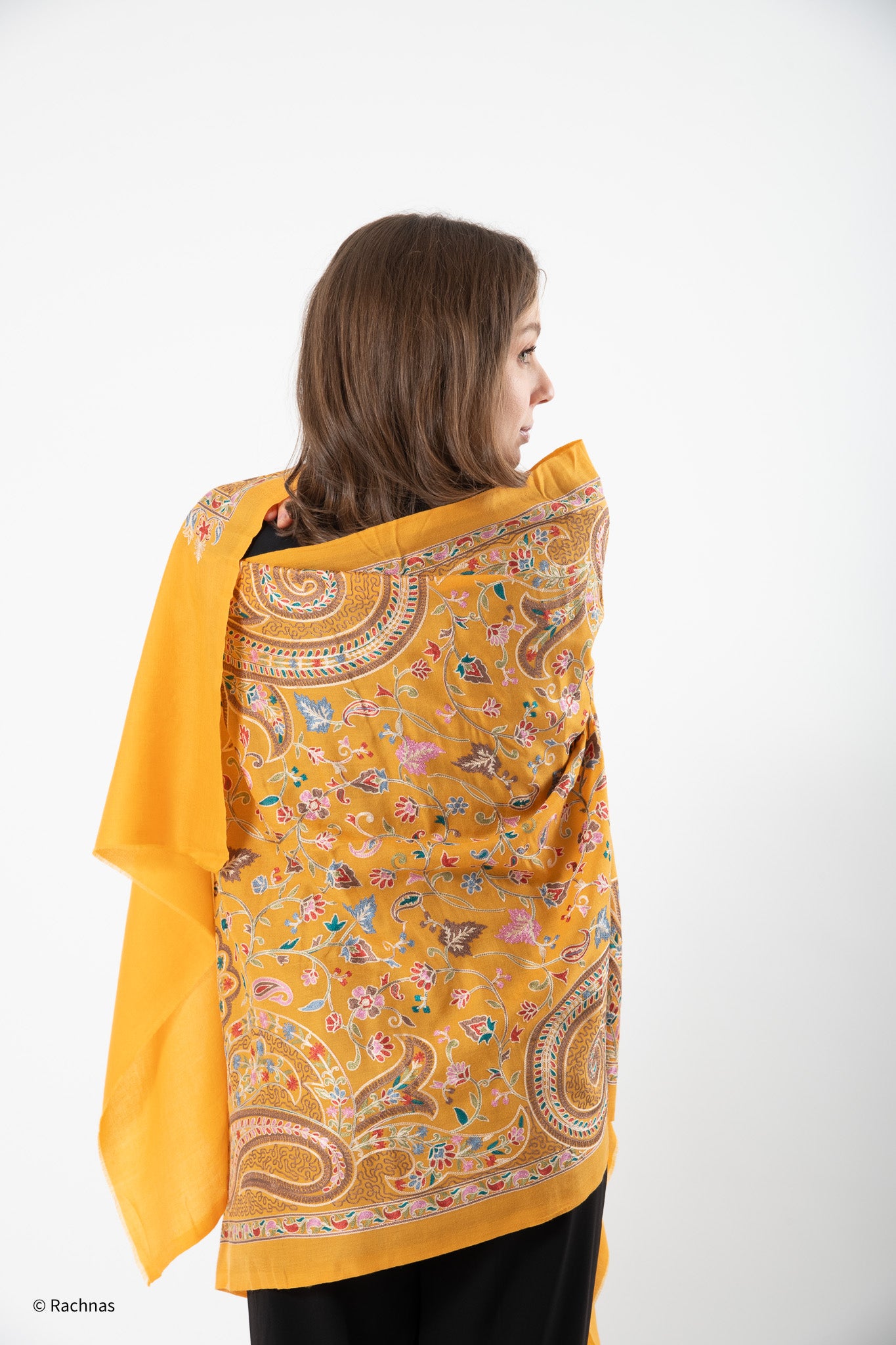 Stole - all over cashmere embroidery