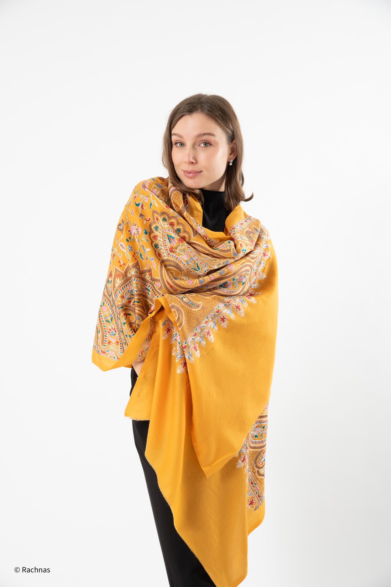 Stole - all over cashmere embroidery