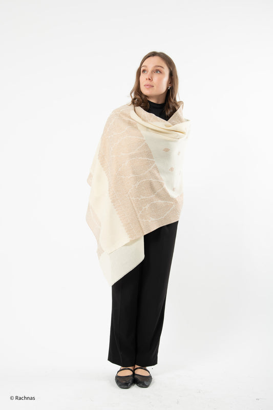 Cashmere Zari Shawl white